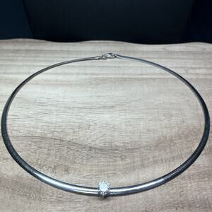 Milor Silver Necklace with Clear Gemstone